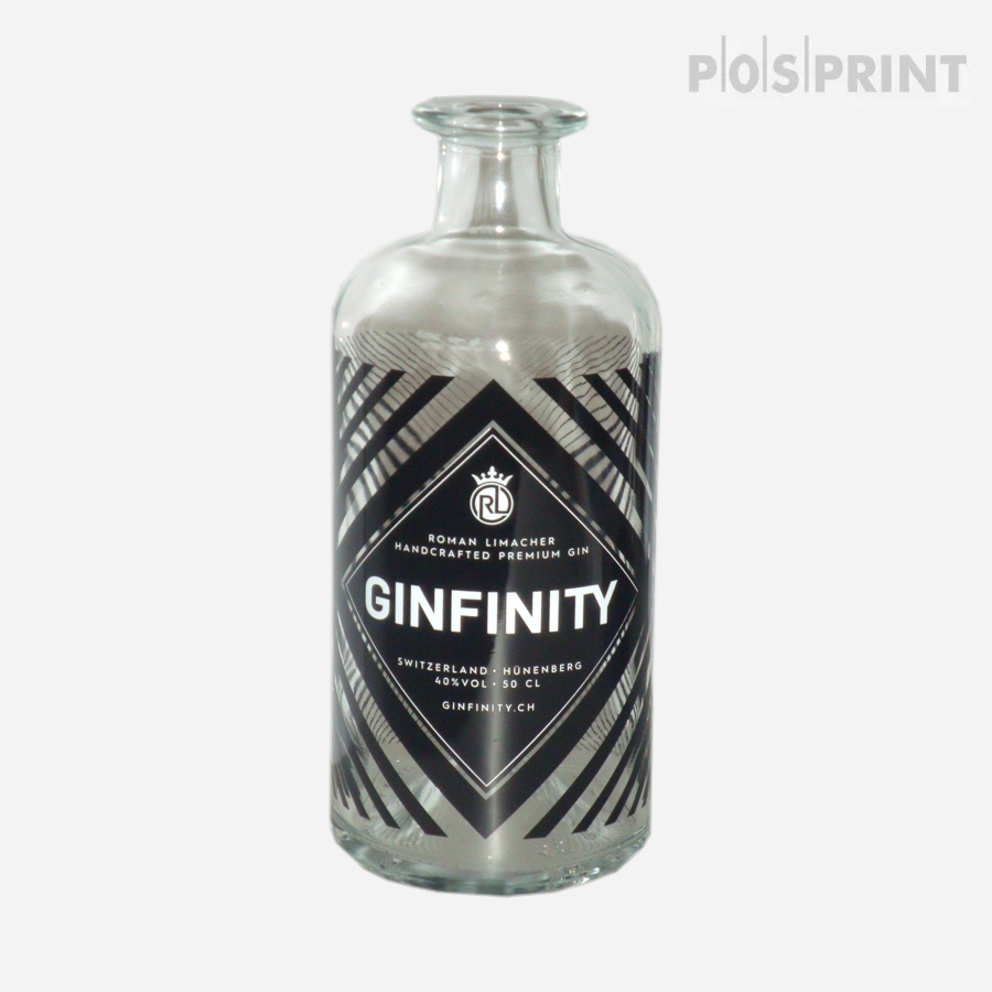 Gin-Flasche bedrucken im Siebdruck